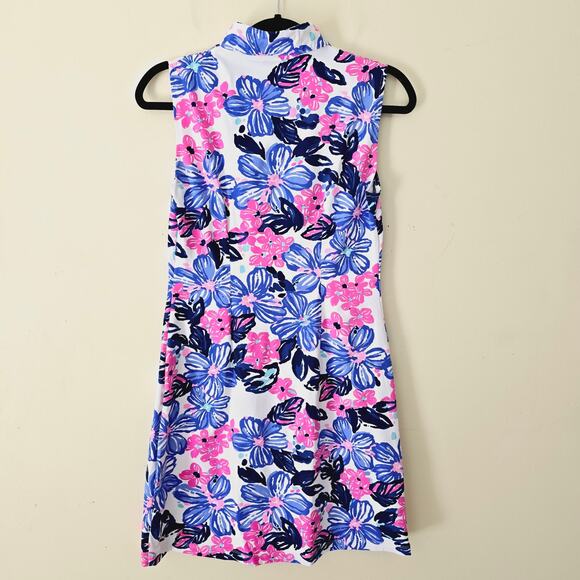 Mahi Gold Schooner Dress Spring Fling Floral Print Blue Pink Women's Size XS - Picture 3 of 7